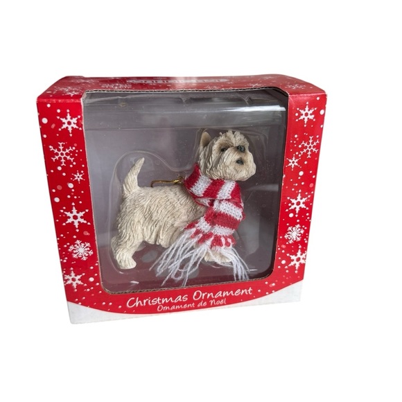 Sandicast Hand Painted West Highland Terrier with Red Scarf Christmas Ornament - Picture 1 of 4